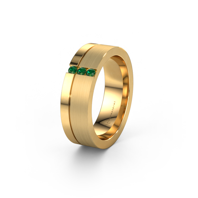 Image of Wedding ring WH0327L16B 585 gold ±6x2 mm Emerald