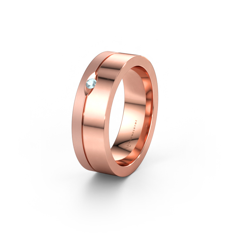 Bild av Vigselring WH0329L16B 585 roséguld ±6 x 2 mm Akvamarin