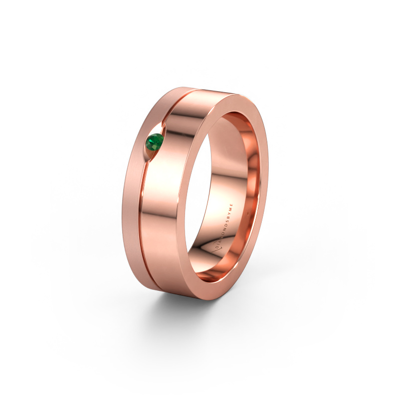 Immagine di Fede nuziale WH0329L16B 585 oro rosa ±6 x 2 mm Smeraldo
