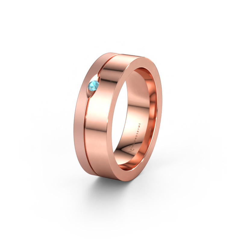 Bild av Vigselring WH0329L16B 585 roséguld ±6 x 2 mm Blå topas