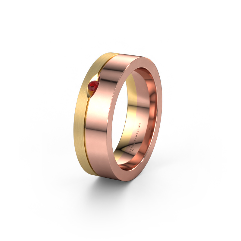 Afbeelding van Trouwring WH0329L16B 585 rosé goud ±6x2 mm Robijn