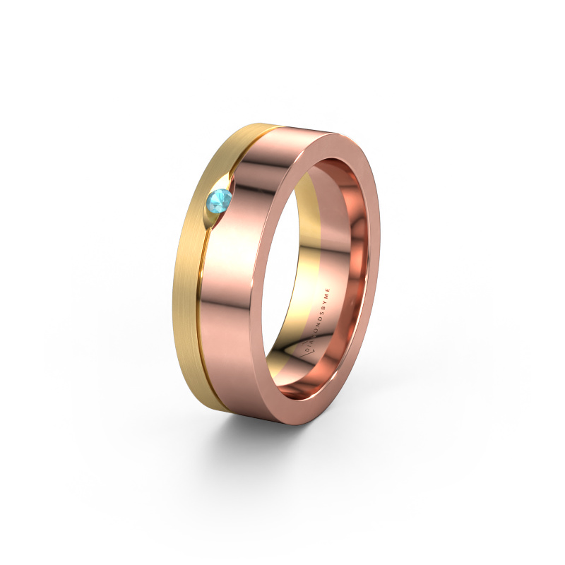 Image of Wedding ring WH0329L16B 585 rose gold ±0.24x0.08 in Blue topaz