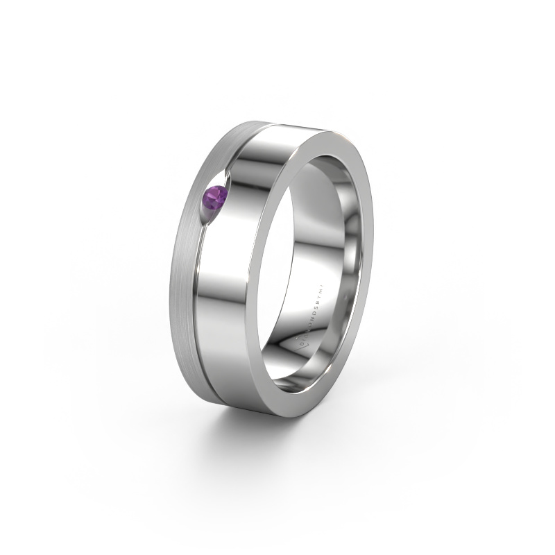 Image of Wedding ring WH0329L16B 950 platinum ±0.24x0.08 in Amethyst