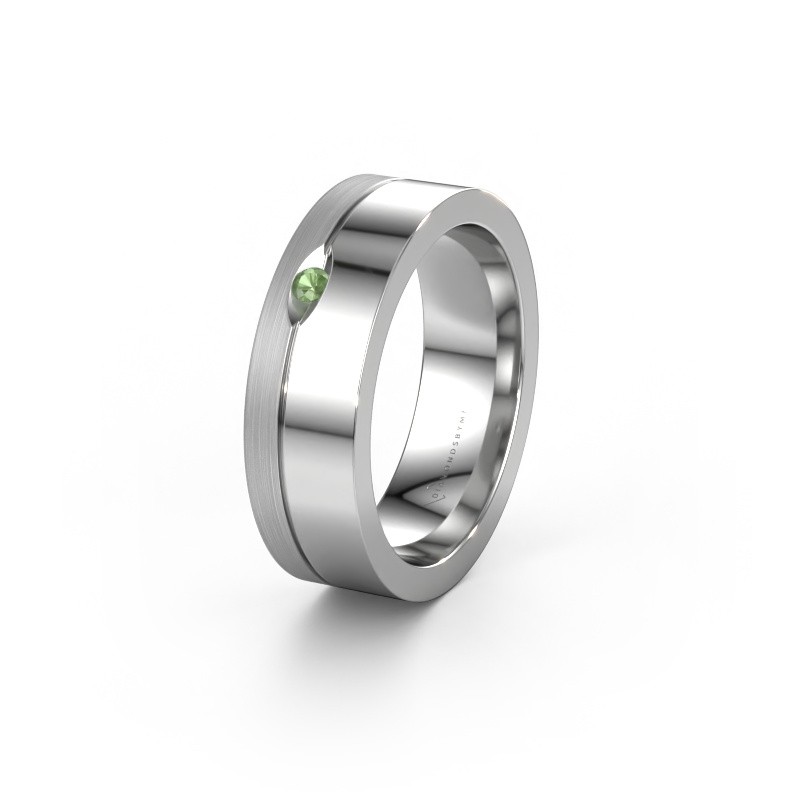 Image of Wedding ring WH0329L16B 950 platinum ±0.24x0.08 in Tourmaline green