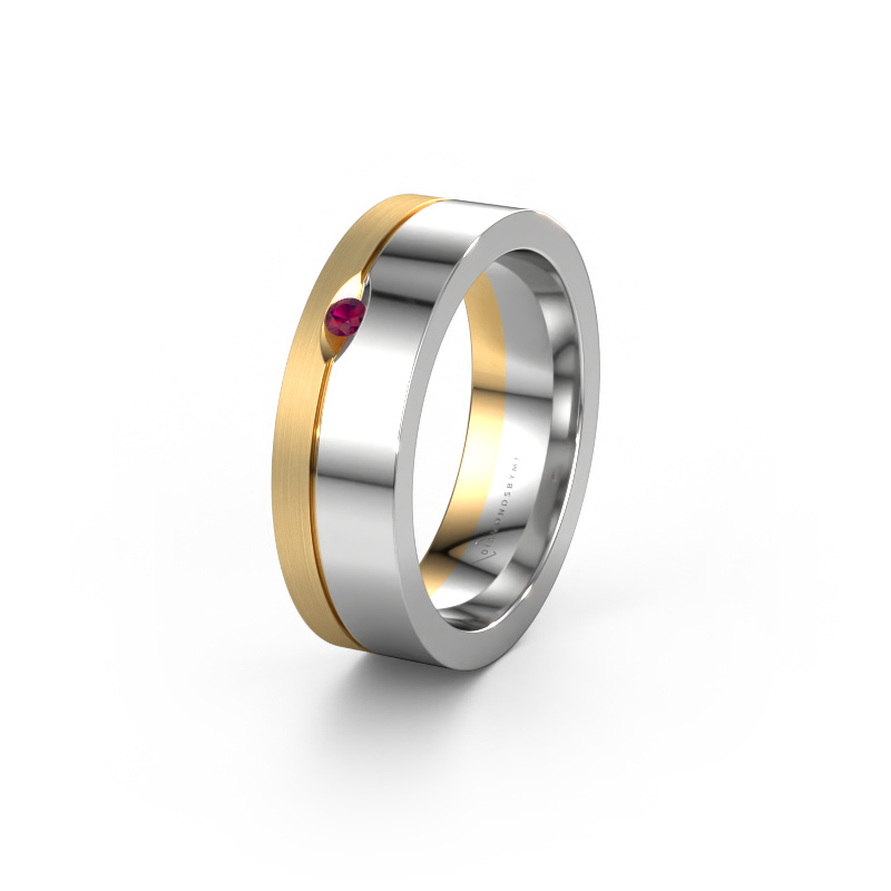 Image of Wedding ring WH0329L16B 585 white gold ±6x2 mm Rhodolite