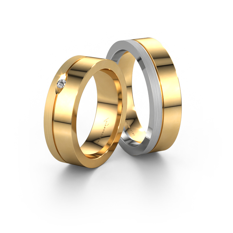 Bild von Eheringe set WH0329LM16BPM ±6x2 mm 14 Karat Gold Diamant 0.03 crt