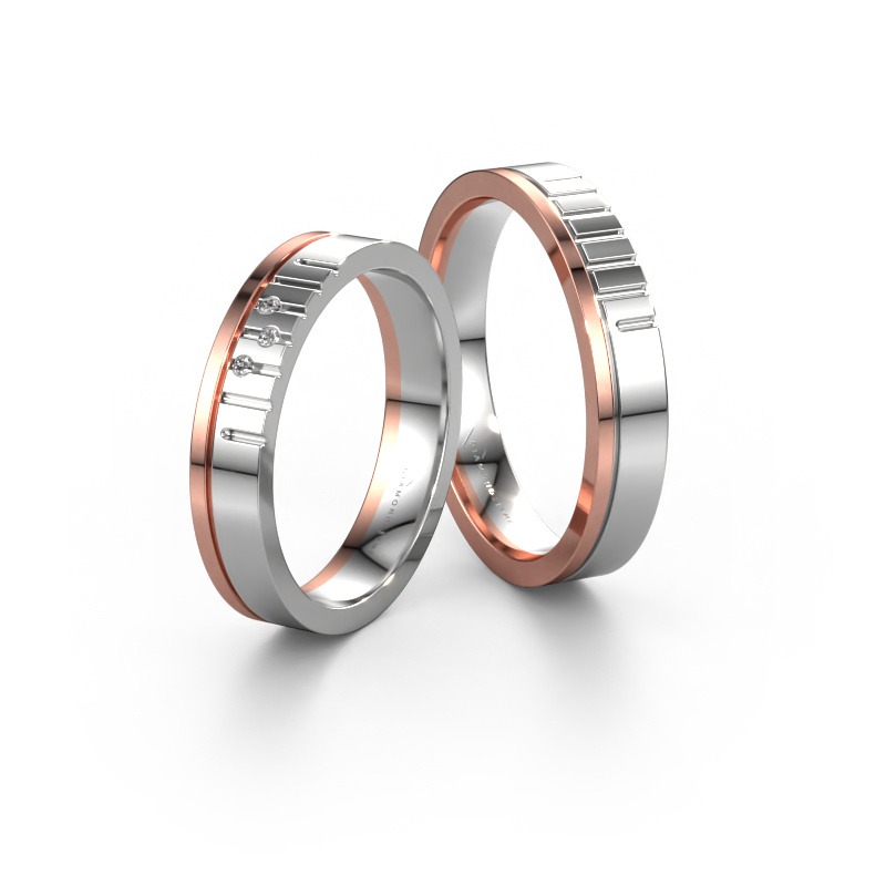 Image of Wedding rings set WH0332LM14XP ±0.16x0.06 in 14 Carat white gold Diamond 0.008 crt