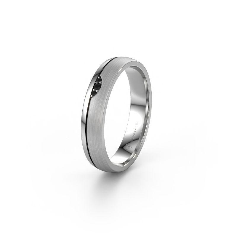 Image of Wedding ring WH0334L24X 950 platinum ±4x1.5 mm Black diamond