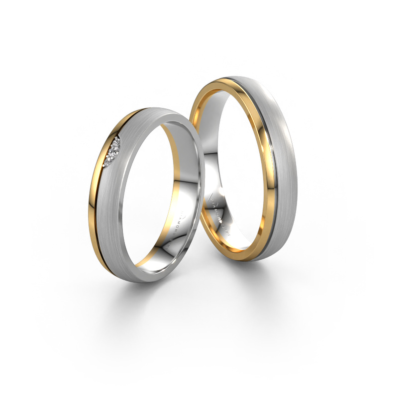 Bild von Eheringe set WH0334LM24XPM ±4x1.5 mm 14 Karat Weißgold Diamant 0.012 crt