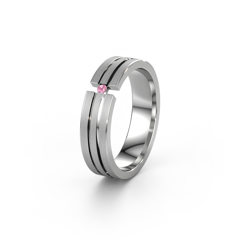 Image of Wedding ring WH0402L15AM 950 platinum ±0.20x0.07 in Pink sapphire