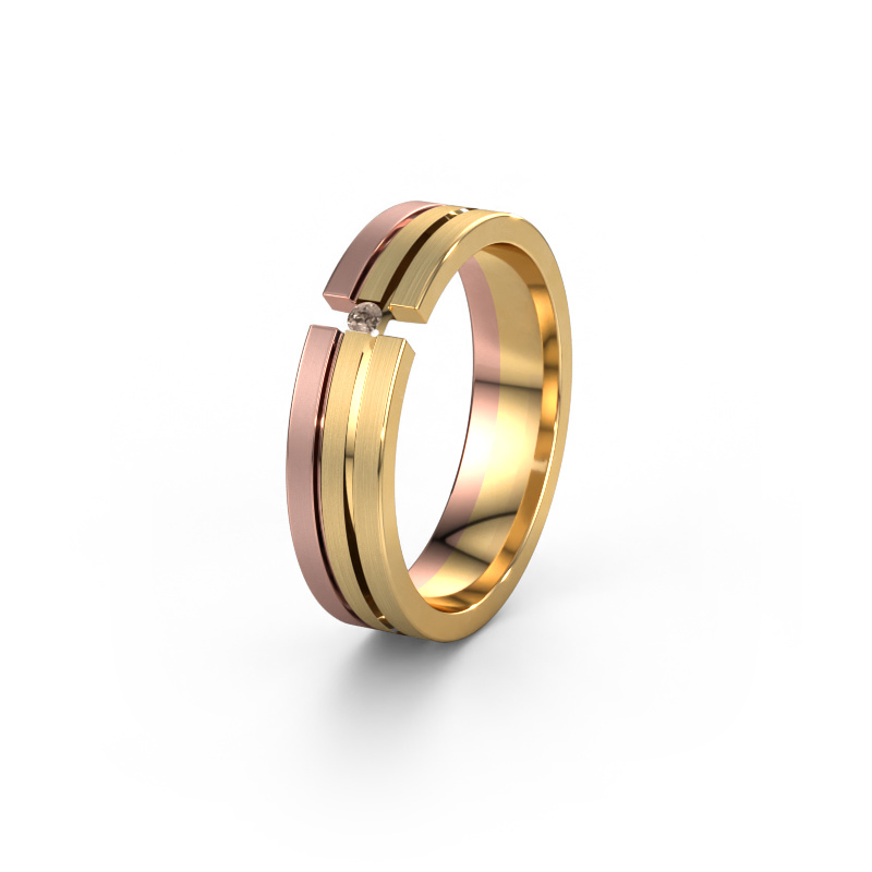 Image of Wedding ring WH0402L15AM 585 gold ±0.20x0.07 in Brown diamond