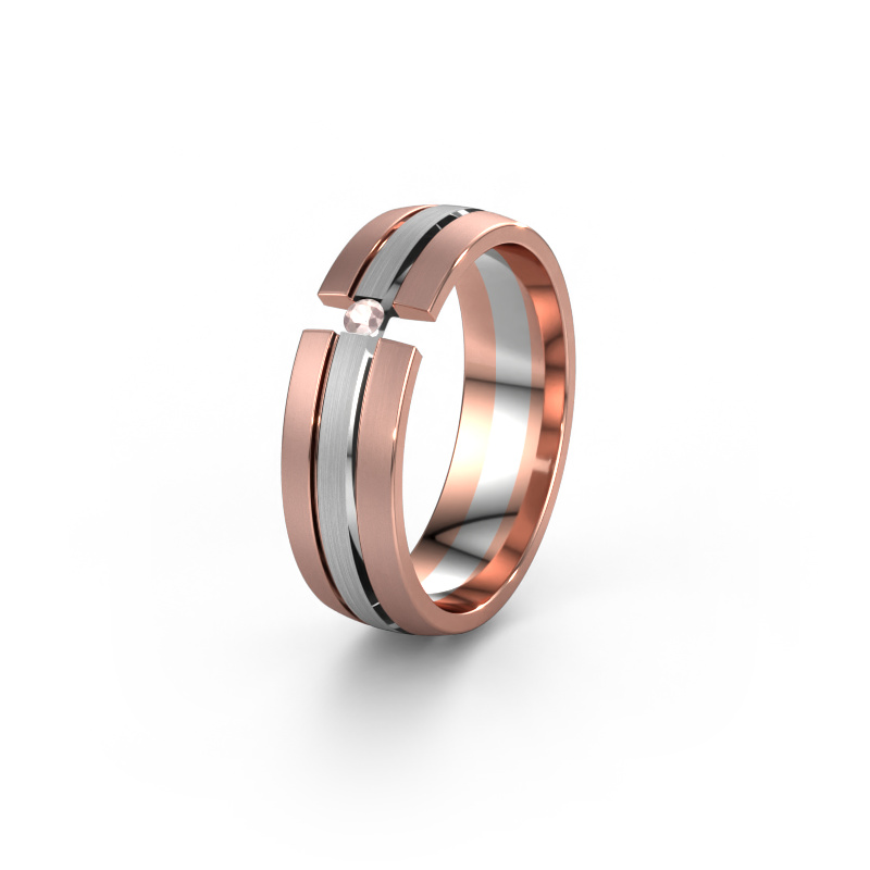 Image of Wedding ring WH0402L26AM 585 white gold ±6x1.7 mm Morganite champagne