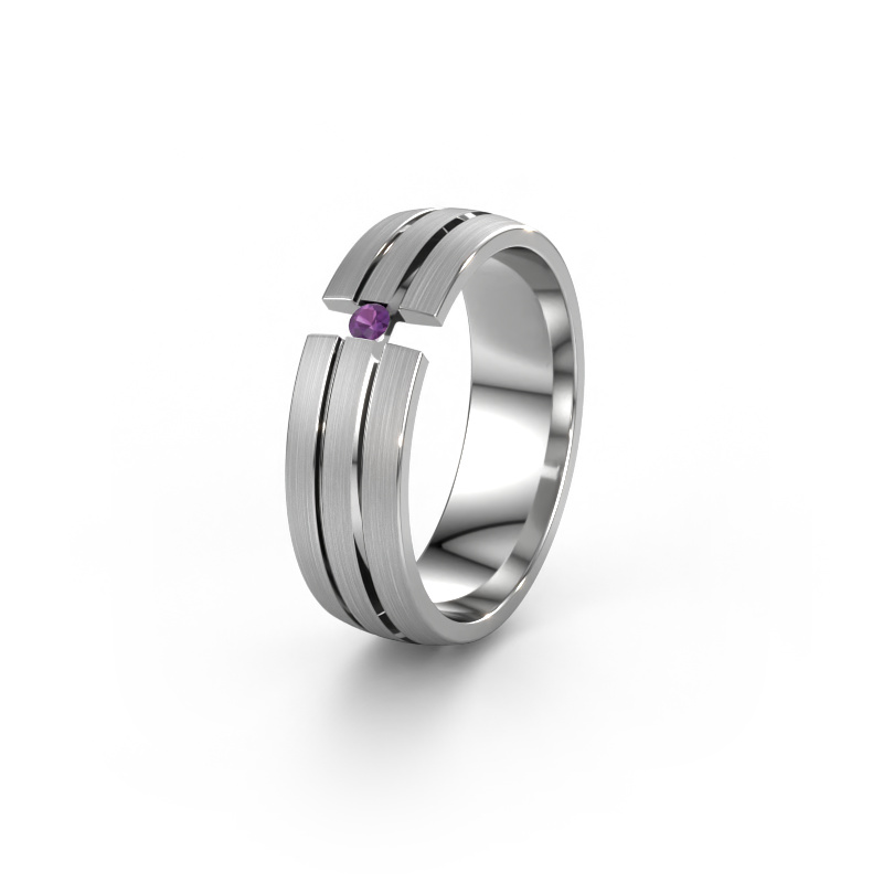 Image of Wedding ring WH0402L26AM 950 platinum ±0.24x0.07 in Amethyst