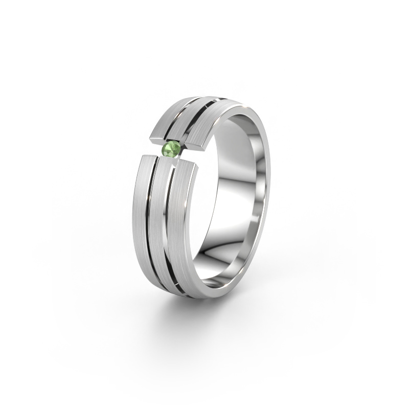 Immagine di Fede nuziale WH0402L26AM 950 platino ±6 x 1,7 mm Tormalina verde