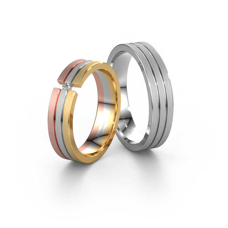 Image de Set Alliances WH0402LM15AM ±5x1.7 mm 14 Carat or blanc Diamant 0.02 crt