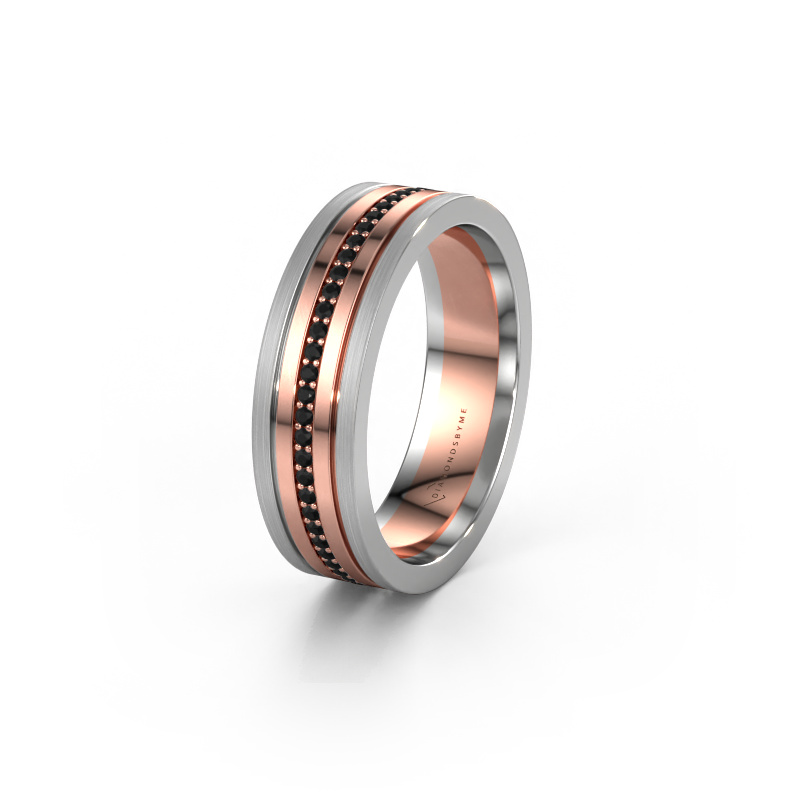 Image of Wedding ring WH0404L16A 585 rose gold ±0.24x0.07 in Black diamond