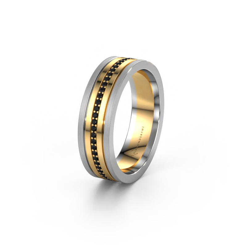 Image of Wedding ring WH0404L16A 585 gold ±6x1.7 mm Black diamond