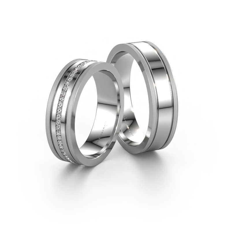 Image of Wedding rings set WH0404LM16APM ±0.24x0.07 in 14 Carat white gold Diamond 0.402 crt