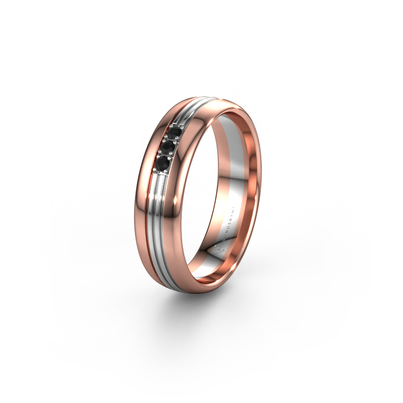 Image of Wedding ring WH0405L35X 585 rose gold ±0.20x0.06 in Black diamond