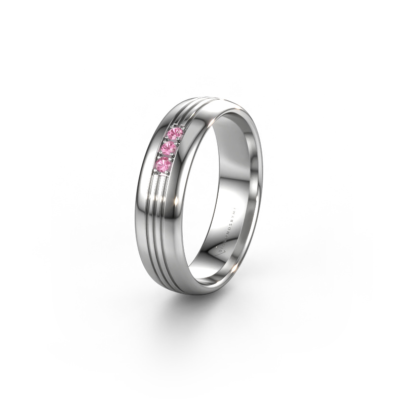 Image of Wedding ring WH0405L35X 950 platinum ±0.20x0.06 in Pink sapphire