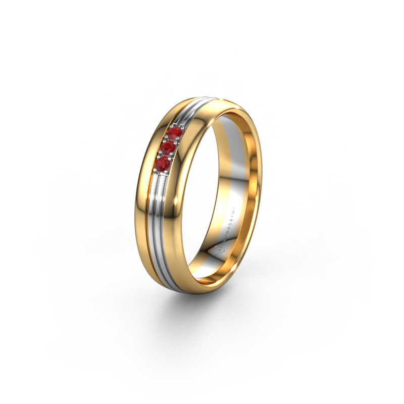 Image of Wedding ring WH0405L35X 585 gold ±0.20x0.06 in Ruby