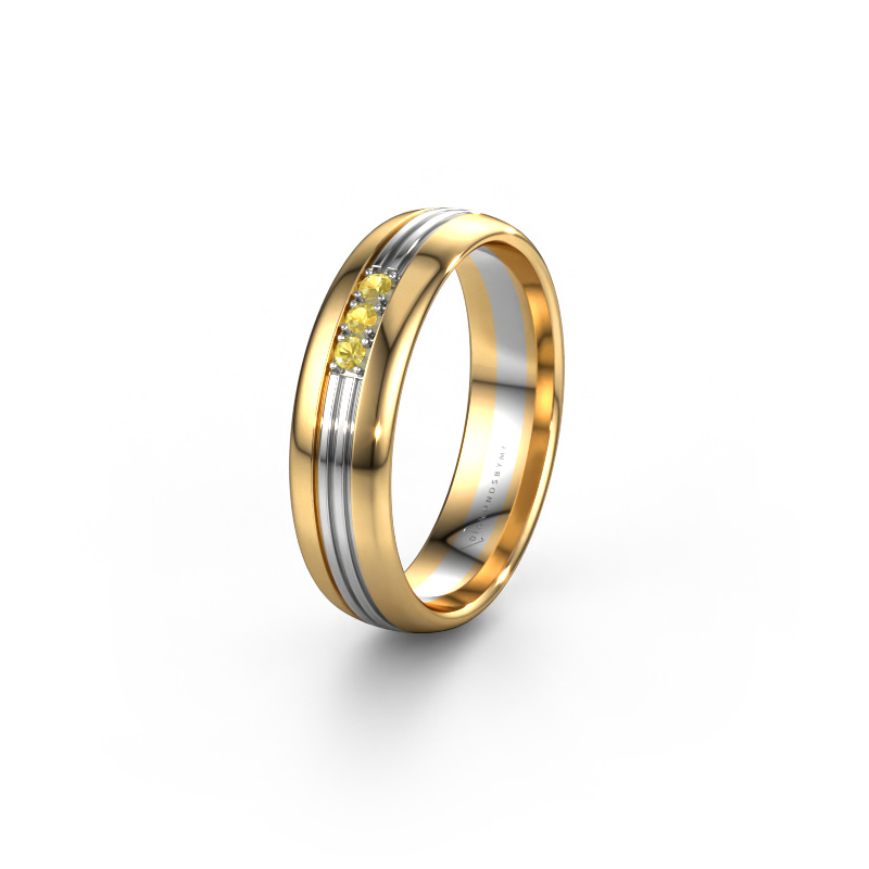 Image of Wedding ring WH0405L35X 585 gold ±5x1.5 mm Yellow sapphire