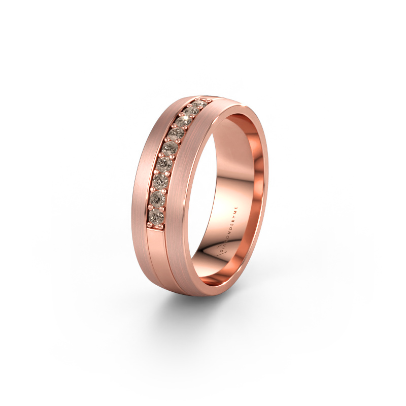 Bild av Vigselring WH0413L26APM 585 roséguld ±6 x 1,7 mm Brun diamant