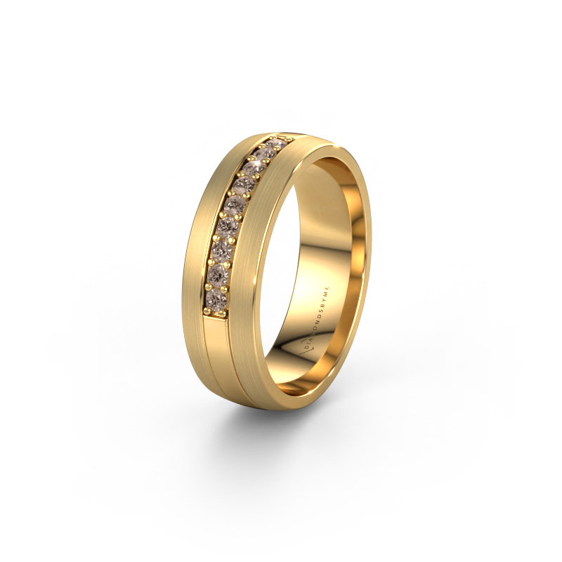 Image of Wedding ring WH0413L26APM 585 gold ±0.24x0.07 in Brown diamond