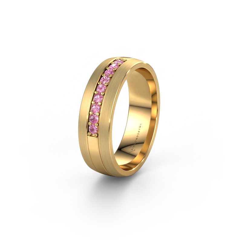 Afbeelding van Trouwring WH0413L26APM 585 goud ±6x1.7 mm Roze saffier