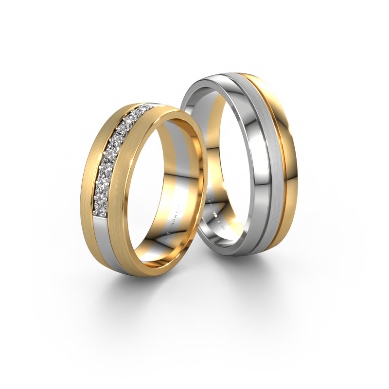 Image of Wedding rings set WH0413LM26APM ±6x1.7 mm 14 Carat white gold Diamond 0.02 crt