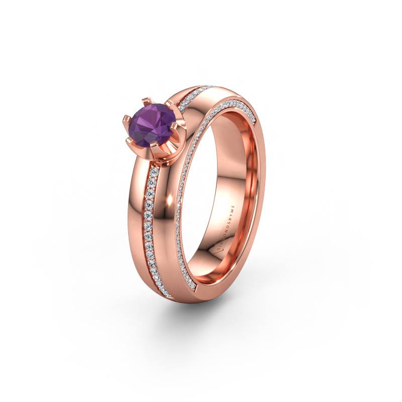 Immagine di Fede nuziale WH0416L25E 585 oro rosa ±5 x 2,6 mm Ametista