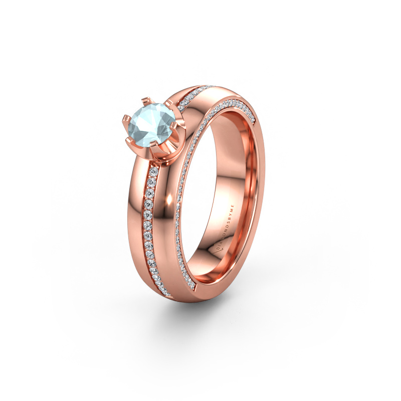 Immagine di Fede nuziale WH0416L25E 585 oro rosa ±5 x 2,6 mm Acquamarina