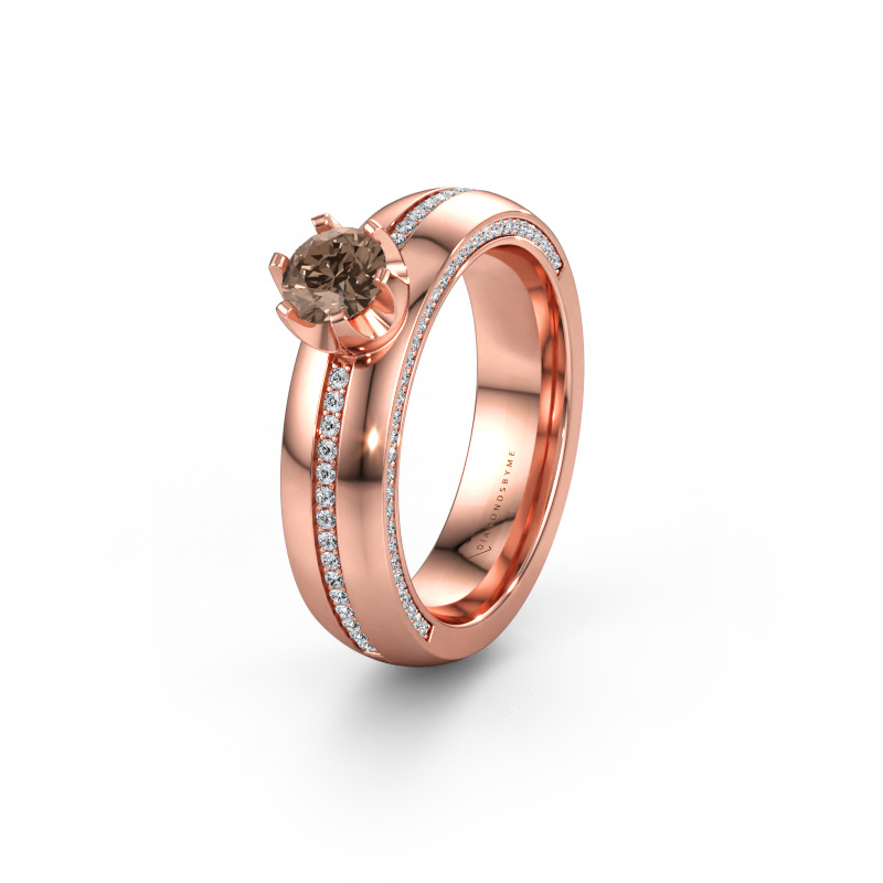 Bild av Vigselring WH0416L25E 585 roséguld ±5 x 2,6 mm Brun diamant