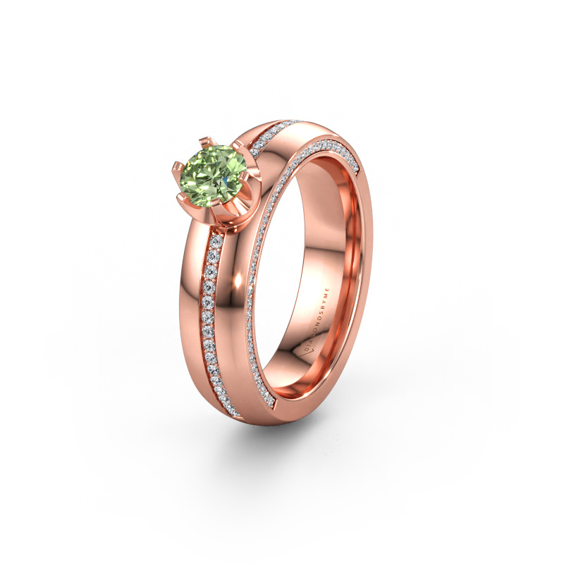 Immagine di Fede nuziale WH0416L25E 585 oro rosa ±5 x 2,6 mm Diamante lab grown verde
