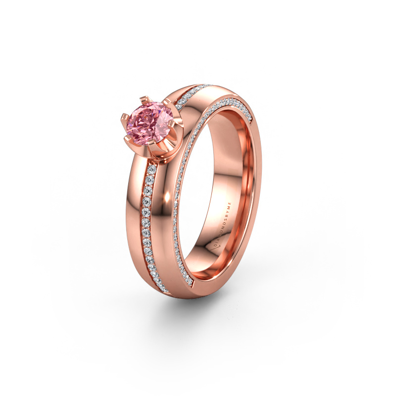 Immagine di Fede nuziale WH0416L25E 585 oro rosa ±5 x 2,6 mm Diamante lab grown rosa