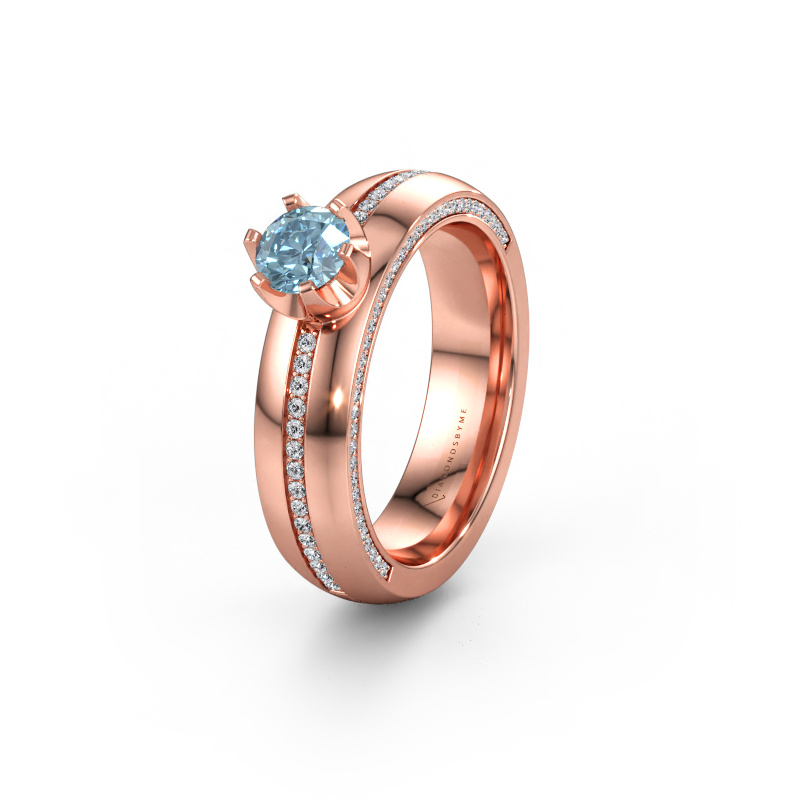 Immagine di Fede nuziale WH0416L25E 585 oro rosa ±5 x 2,6 mm Diamante lab grown blu