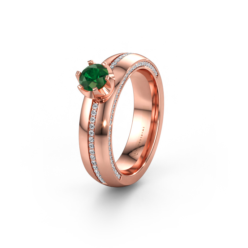 Immagine di Fede nuziale WH0416L25E 585 oro rosa ±5 x 2,6 mm Smeraldo