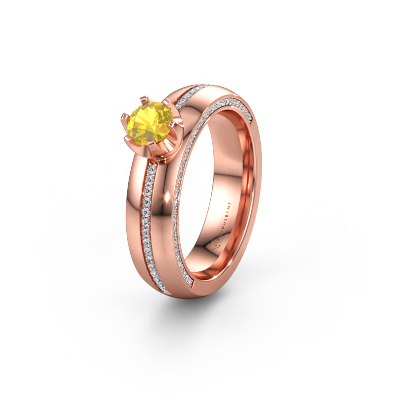 Immagine di Fede nuziale WH0416L25E 585 oro rosa ±5 x 2,6 mm Zaffiro giallo