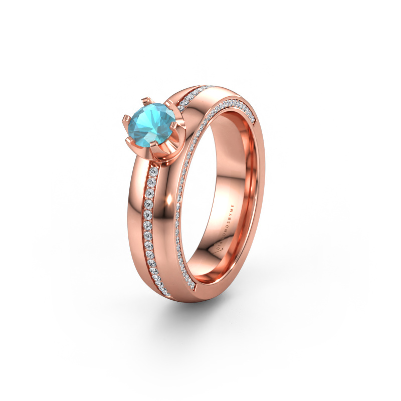 Bild av Vigselring WH0416L25E 585 roséguld ±5 x 2,6 mm Blå topas
