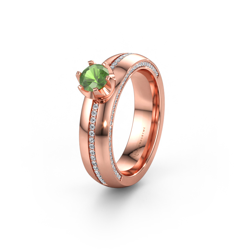 Immagine di Fede nuziale WH0416L25E 585 oro rosa ±5 x 2,6 mm Tormalina verde