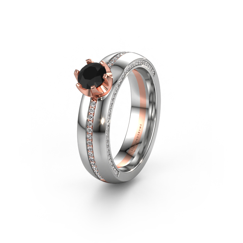 Image of Weddings ring WH0416L25E 585 rose gold ±0.20x0.1in Black diamond