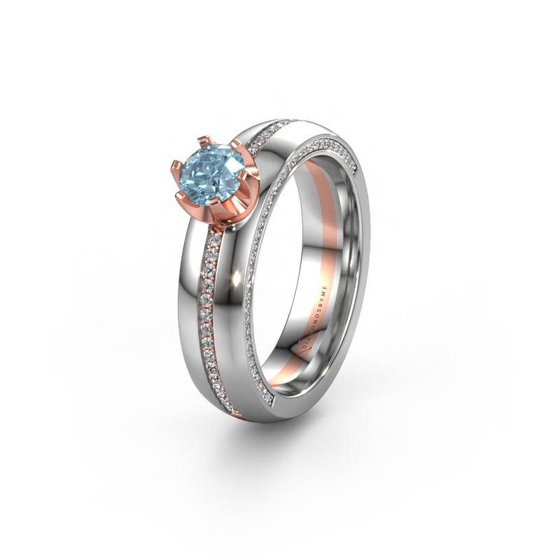Image of Weddings ring WH0416L25E 585 rose gold ±0.20x0.1in Blue lab grown diamond