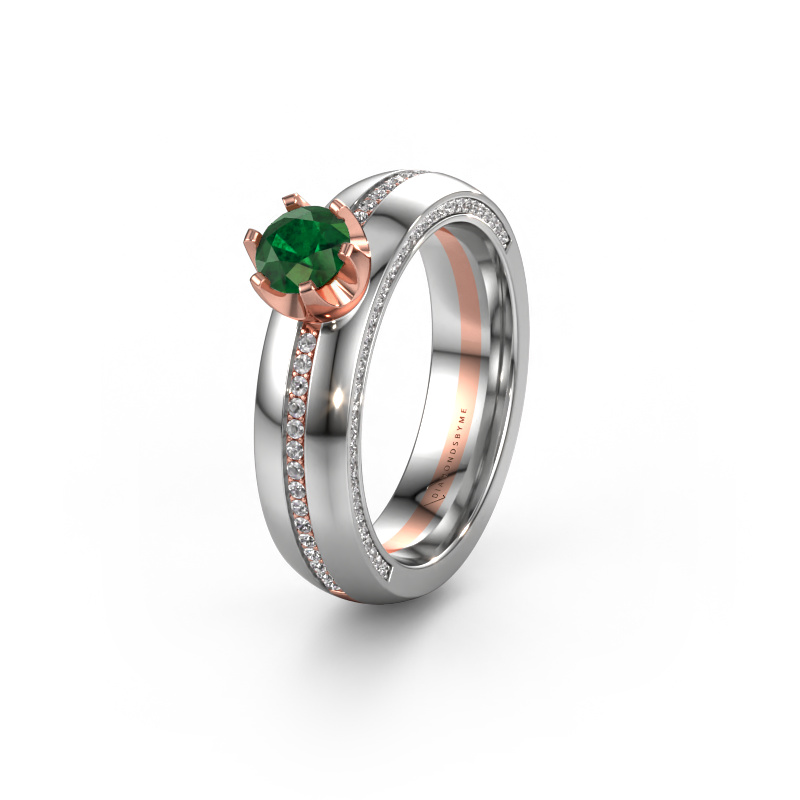 Image of Weddings ring WH0416L25E 585 rose gold ±0.20x0.1in Emerald