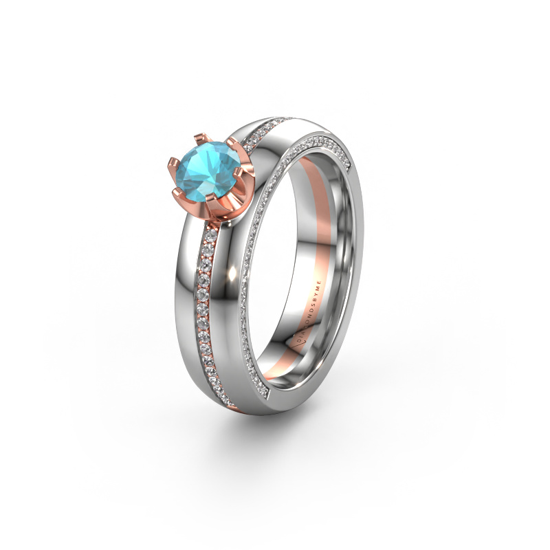 Image of Weddings ring WH0416L25E 585 rose gold ±0.20x0.1in Blue topaz