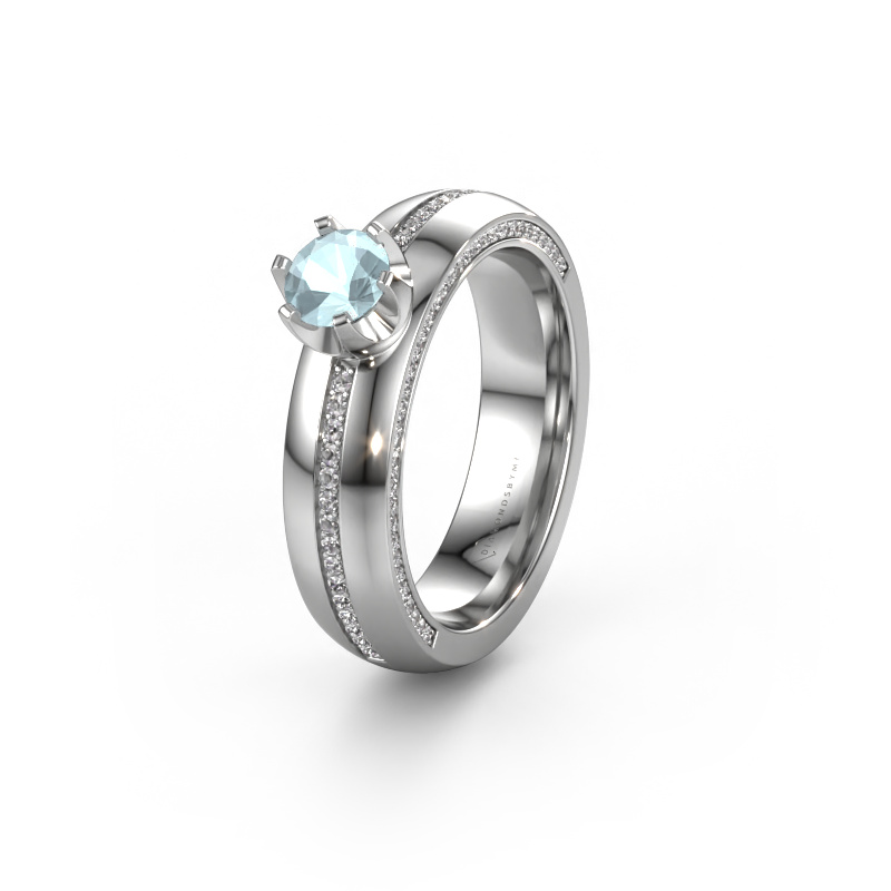 Image of Weddings ring WH0416L25E 585 white gold ±0.20x0.1in Aquamarine