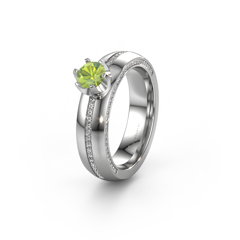 Image of Weddings ring WH0416L25E 585 white gold ±0.20x0.1in Peridot