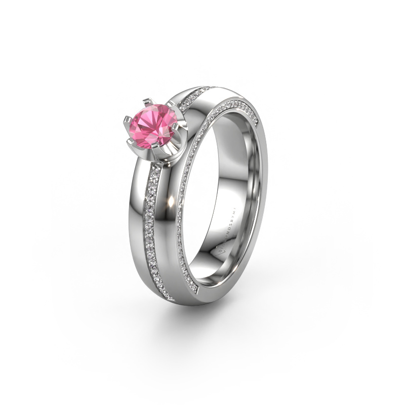 Image of Weddings ring WH0416L25E 950 platinum ±0.20x0.1in Pink sapphire
