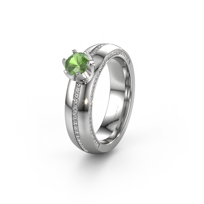 Image of Weddings ring WH0416L25E 585 white gold ±5x2.6 mm Tourmaline green