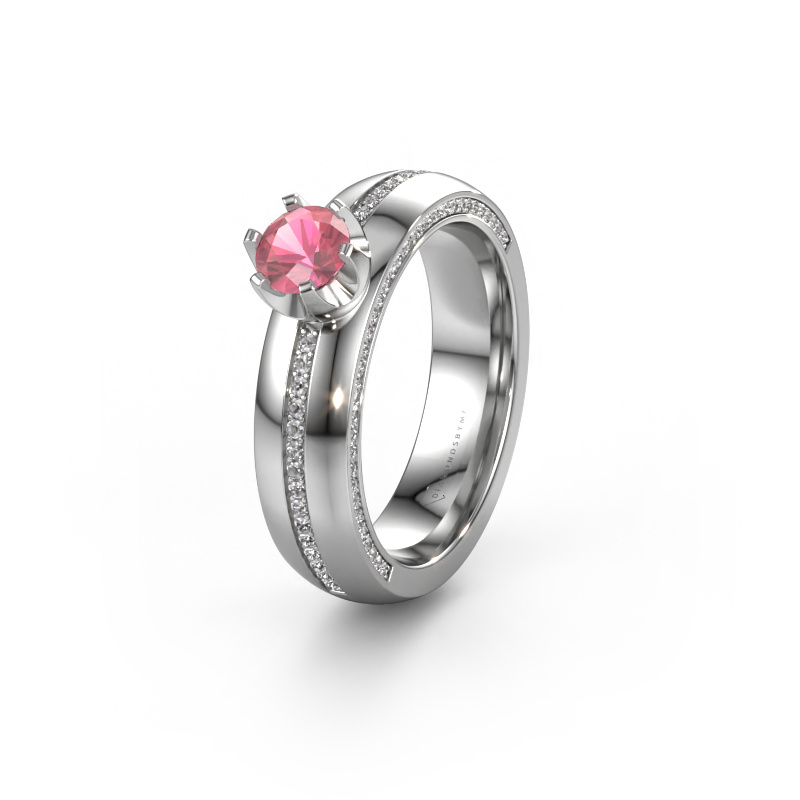 Bild von Ehering WH0416L25E 585 Weißgold ±5x2.6 mm Turmalin rosa