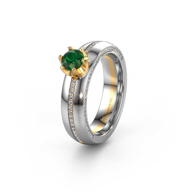 Image of Weddings ring WH0416L25E 585 gold ±0.20x0.1in Emerald